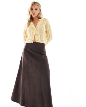 Only Petite Maxi Rok Van Imitatiesuède - Bruin