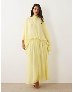 DASKA Chiffon High Neck Blousson Maxi Dress - Yellow