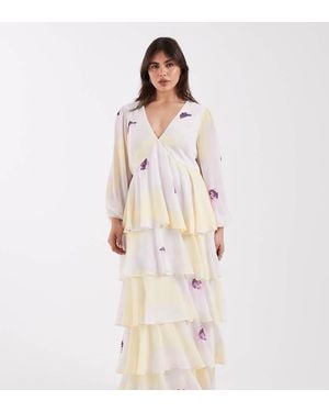 Pretty Lavish Curve Ruffle Maxi Dress - Natural