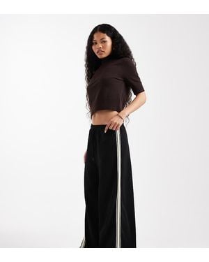 Only Petite Side Stripe Wide Leg Trouser - Black