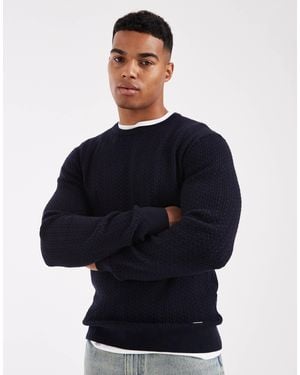 Threadbare Crew Neck Knitted Sweater - Blue