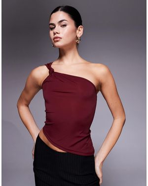Edikted Knotted One Shoulder Asymetric Top - Red