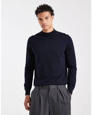Mango – hochgeschlossener pullover aus wolle - Blau