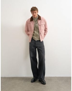 TOPMAN Locker geschnittene crop-barnjacke mit cordkragen - Pink