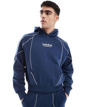 Bershka Piped Co-ord Hoodie - Blue