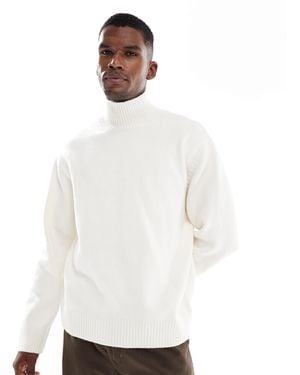 Jack & Jones Oversize Heavyweight Turtleneck Sweater - White