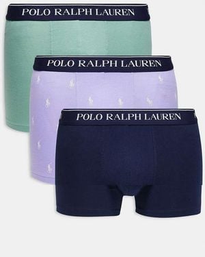 Polo Ralph Lauren 3 Pack Logo Waistband Trunks - Blue
