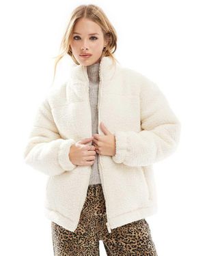 French Connection Chaqueta Acolchada Color Crema De Tejido Tipo Peluche De -Blanco - Neutro