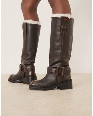 ASOS Calla Premium Trucker Boot With Buckle Harness - Black