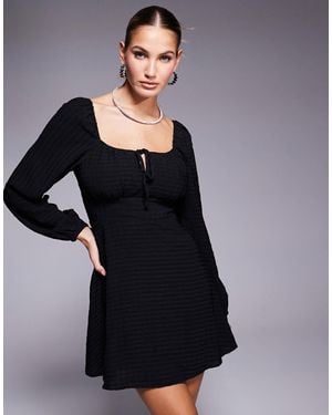 Lulus Ruched Bust Balloon Sleeve Mini Dress - Black