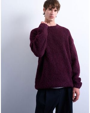 TOPMAN Relaxed Fit Boucle Sweater - Purple