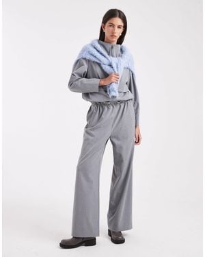 4th & Reckless Exclusive toggle Detail Elasticated Waist Wide Leg Trouser Co-ord - Blue