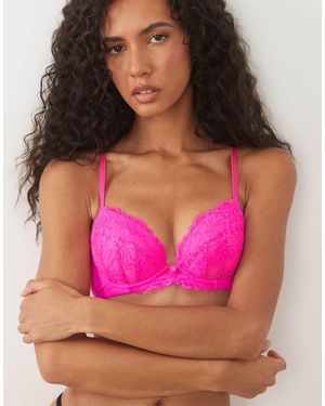 Ann Summers Sujetador Plunge Acolchado De Encaje En Fucsia - Rosa