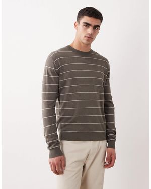 Mango – gestreifter relaxed-fit-strickpullover - Grau