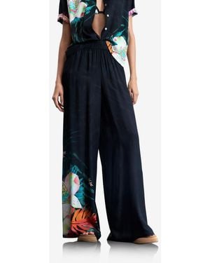 Desigual Tropical Fluid Trousers - Blue
