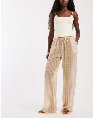 ASOS Chiffon Wide Leg Pull On Trouser - Natural