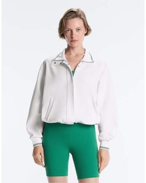 Oysho Cotton Piqué Jacket With Piping - White