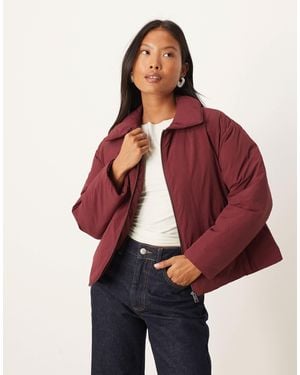 ASOS Asos Design Petite Puffer Jacket With Top Collar - Red