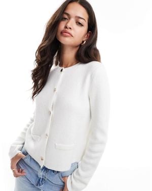 Pretty Lavish Knitted Button Detail Cardigan - White