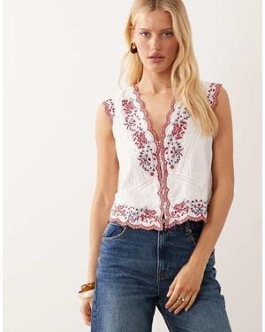 River Island Embroidered Vest - White