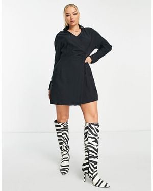 Trendyol Robe chemise portefeuille courte - Noir