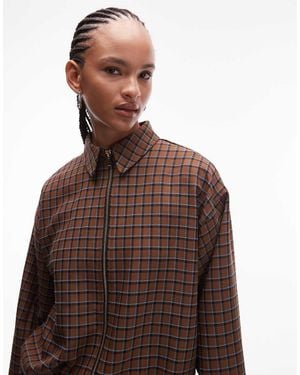 ASOS Zip Through Bomber Shirt Co-ord - Brown