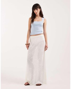 JJXX Falda Midi Blanca Con Diseño Floral Plano De Punto-Blanco - Neutro