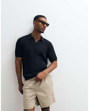 Hollister Knitted Oversized Short Sleeve Polo - Blue