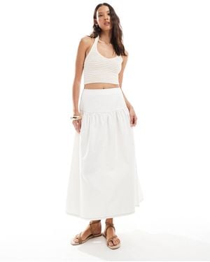 ASOS Denim Maxi Skirt With Dropped Waist - White