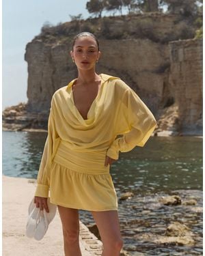 The Frolic – exklusives mini-strandkleid aus chiffon - Gelb