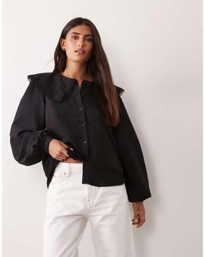 Jdy Camicia Oversize Con Dettaglio Colletto Nera - Nero