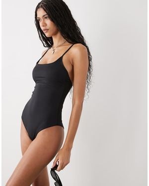 Weekday Square Neck Low Back Swimsuit - Black