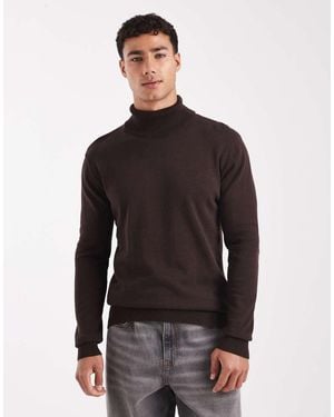 Brave Soul Roll Neck Jumper - Brown