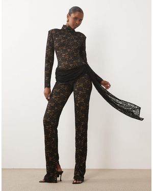 The Dolls House Flora premium-catsuit aus transparenter spitze mit wickeldetail - Natur