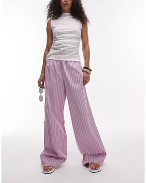 ARKET Poplin Straight Leg Pants With Pull-on Waist - Purple