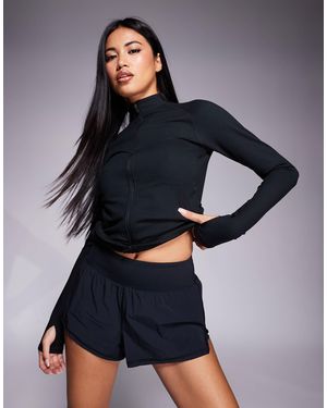 4505 Running 2-in-1 High Waist Jersey Shorts With Phone Pocket - Blue