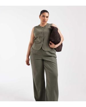 ONLY Broek Van Linnenmix - Groen