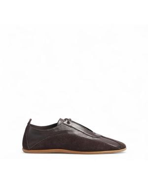 NA-KD Leather Trainers - Brown