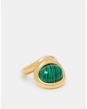 Kaiia Anillo De Estilo Cóctel Con Diseño Abstracto De Acero Inoxidable Exclusivo De - Verde