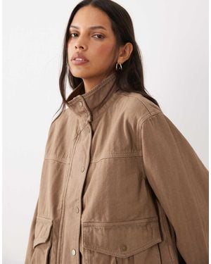 Abercrombie & Fitch Oversized Denim Jacket - Brown