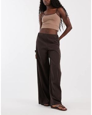 ONLY Broek Met Wijde Pijpen En Textuur - Bruin