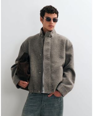ASOS Bomberjacke aus bouclé-wollmix mit stehkragen - Grau