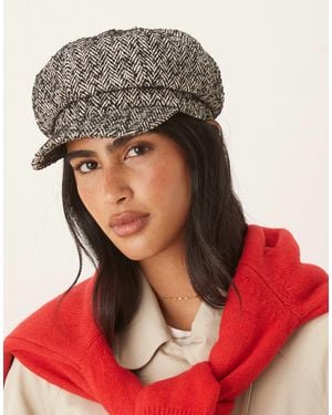 Accessorize Herringbone Bakerboy Hat - Red
