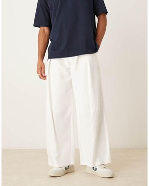 ASOS Loose Fit Trousers With Deep Pleat Detail - Blue