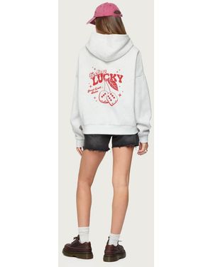 Edikted Feeling Lucky Oversized Hoodie - White