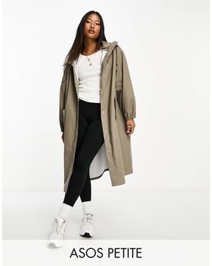 ASOS Asos Design Petite Rubberised Rain Parka Coat - White