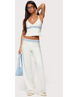 Edikted Miya Stripey Knit Trousers - White