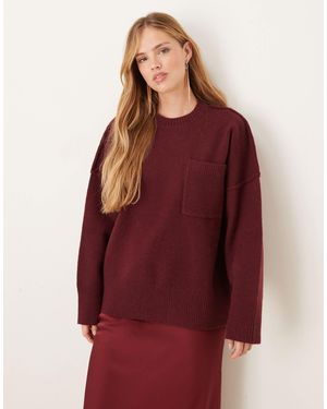 Pretty Lavish Exposed Seam Pocket Sweater - Red