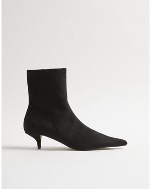 River Island Faux Suede Pointed Toe Sock Boots - Black