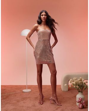 Oh Polly Ronja Embellished Plunge Mini Dress in Pink | Lyst